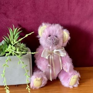 Ty Pink and Yellow Plush Teddy Bear with Ribbon